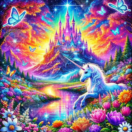 PRÉCOMMANDE - Fantaisie de licorne - 90 x 90 cm