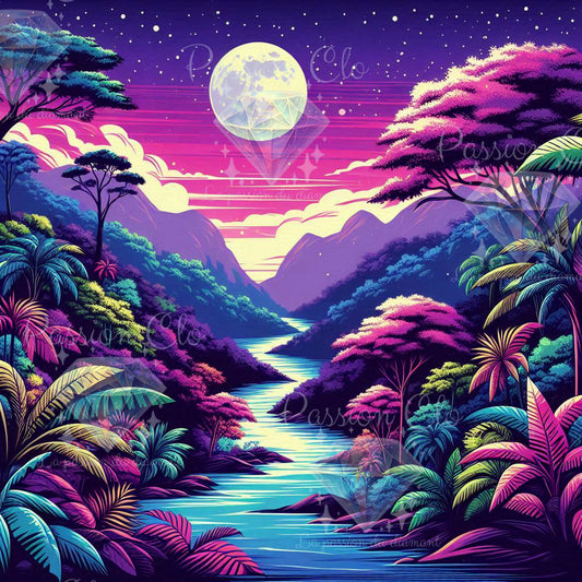 PRÉCOMMANDE - Le crépuscule de la jungle - 70 x 70 cm